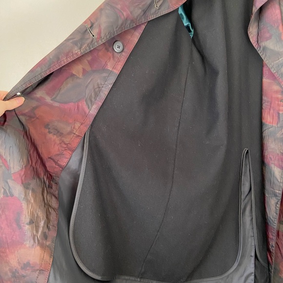 Vintage Dark Floral Trench Coat - Picture 11 of 16